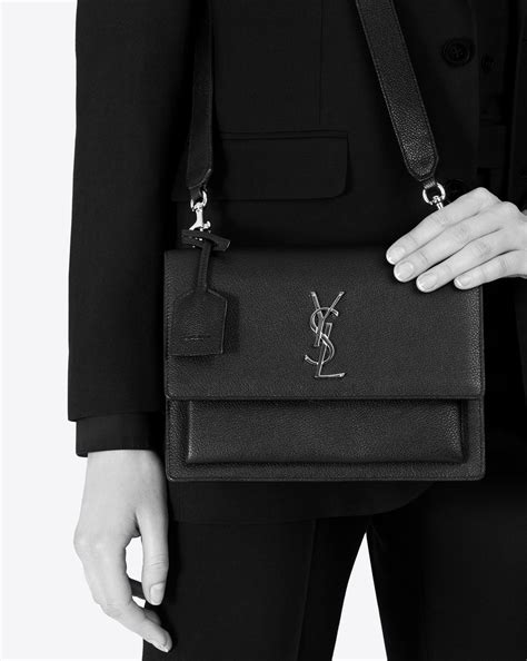 ysl sunset satchel grained|SAINT LAURENT Grained Calfskin Medium Monogram Sunset .